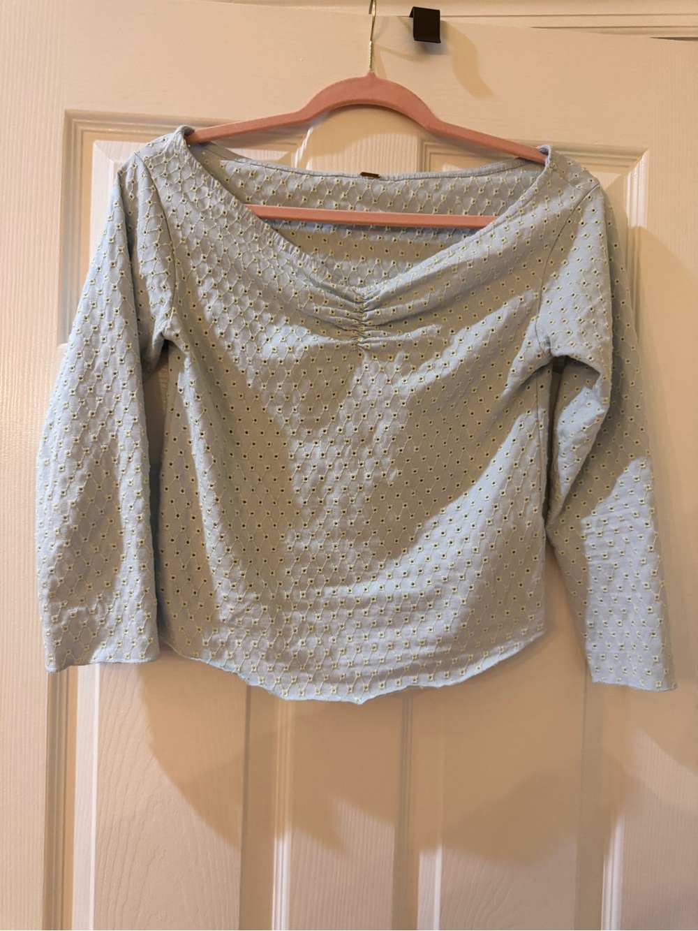 Free People Pale Blue Eyelet Scoop-Neck Tunic
